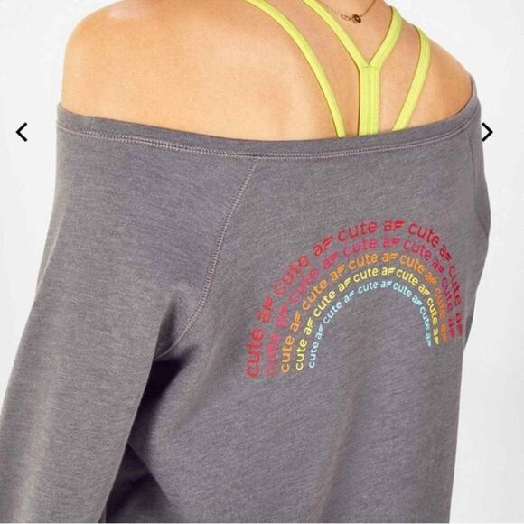 Fabletics Tops - Fabletics Gray Off-Shoulder sweatshirt “cute AF”